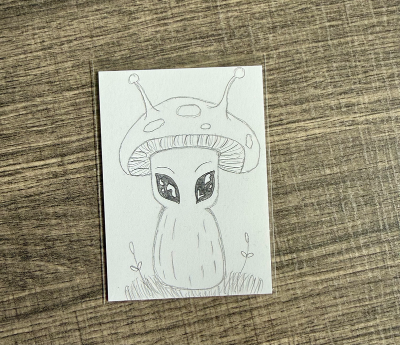 Alien Mushroom aceo art card