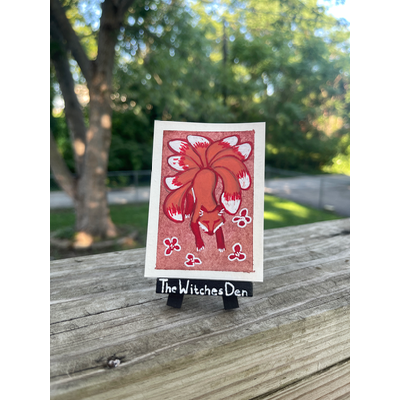 Kitsune in Red aceo art card thumbnail 1