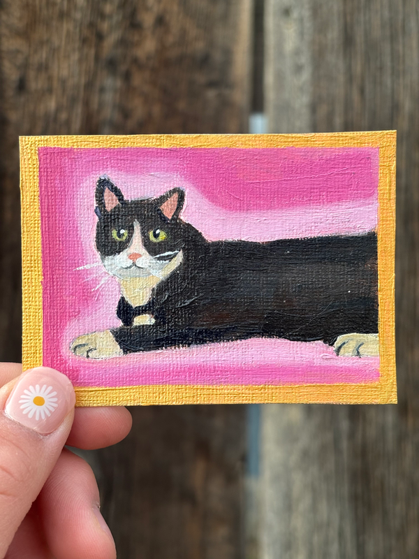 Black kitty aceo art card