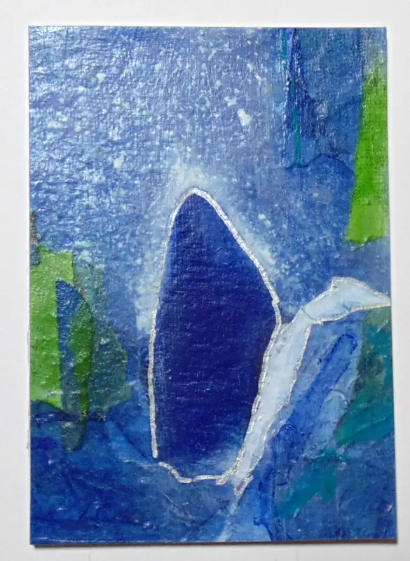 Mary ACEO collage original art watercolor ink paper aceo art card