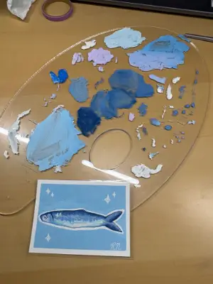 Pretty Fish aceo art card thumbnail 2
