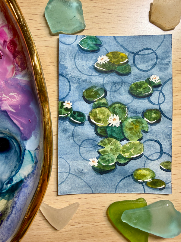 Drifting Bloom aceo art card