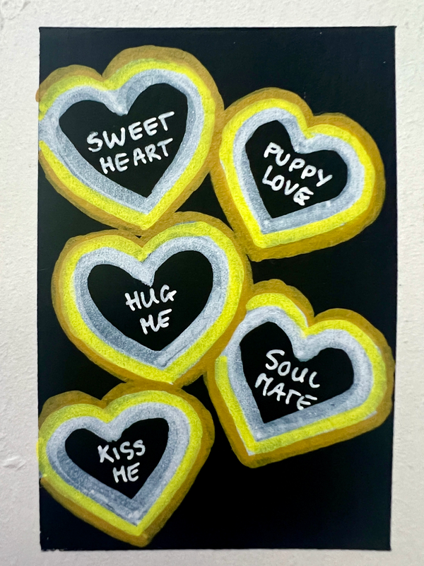 Valentine's Day Yellow Hearts aceo art card