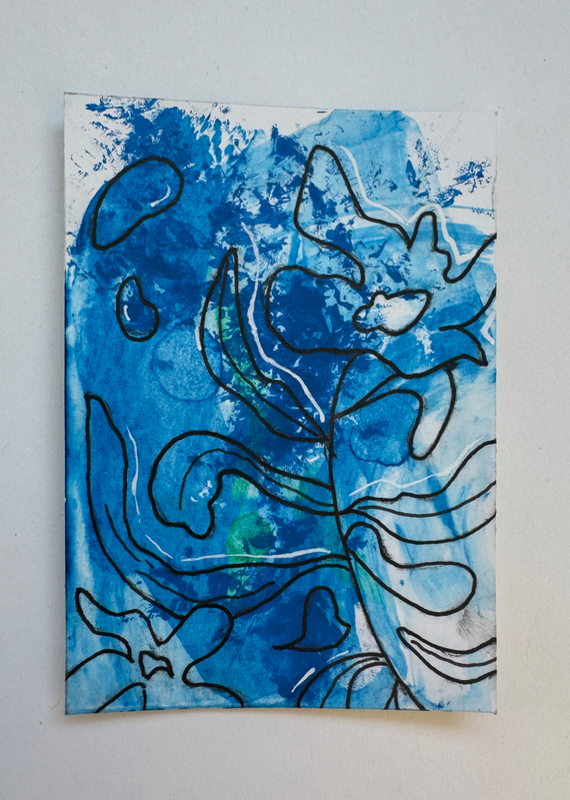 ACEO original miniature acrylic painting, abstract, "Floral Daydream," 2.5"x3.5" aceo art card
