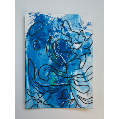 ACEO original miniature acrylic painting, abstract, "Floral Daydream," 2.5"x3.5" aceo art card thumbnail 1
