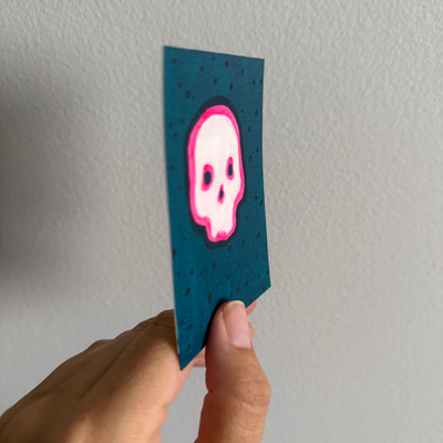 Original Skull ACEO | Neon Bones #1/3 aceo art card thumbnail 2