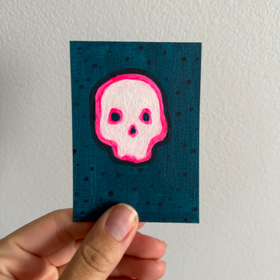 Original Skull ACEO | Neon Bones #1/3 aceo art card thumbnail 1