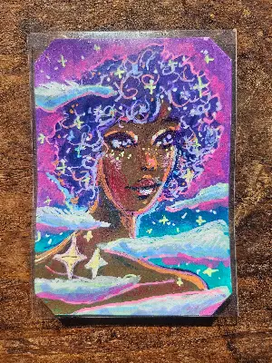 Starry Curls aceo art card thumbnail 1