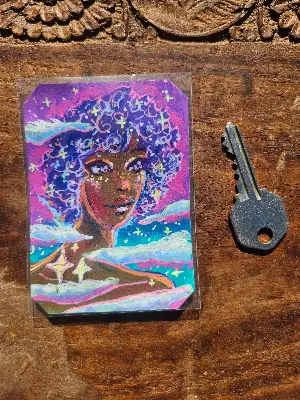 Starry Curls aceo art card thumbnail 2