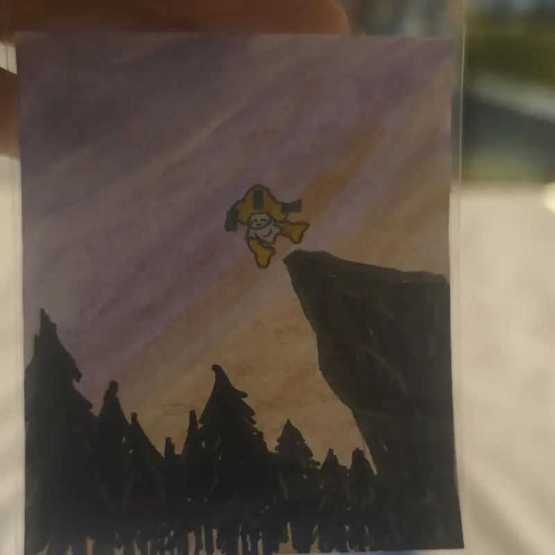 Cliff jumping aceo art card