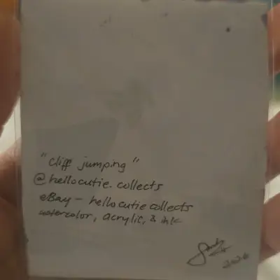 Cliff jumping aceo art card thumbnail 2