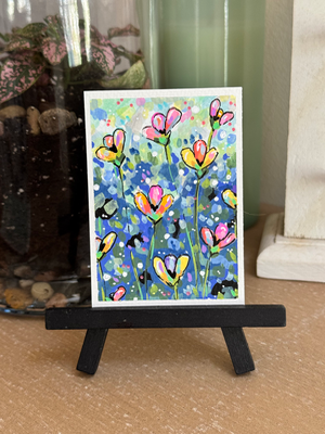 Confetti Flowers aceo art card thumbnail 2