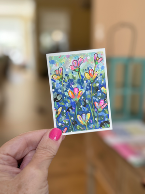 Confetti Flowers aceo art card thumbnail 3