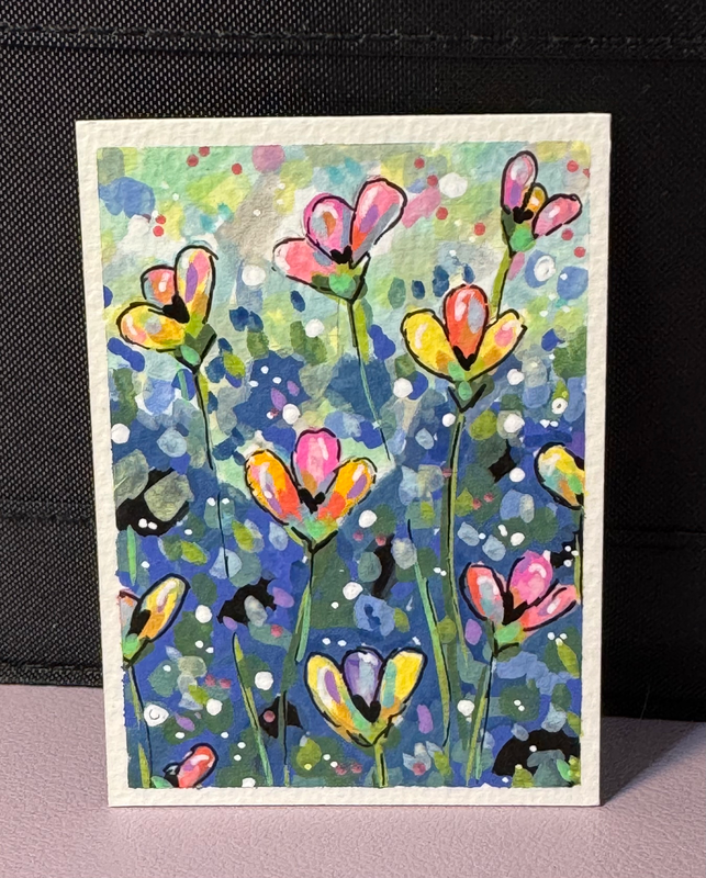 Confetti Flowers aceo art card
