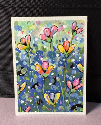 Confetti Flowers aceo art card thumbnail 1