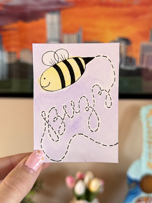 Bee Buzzing aceo art card