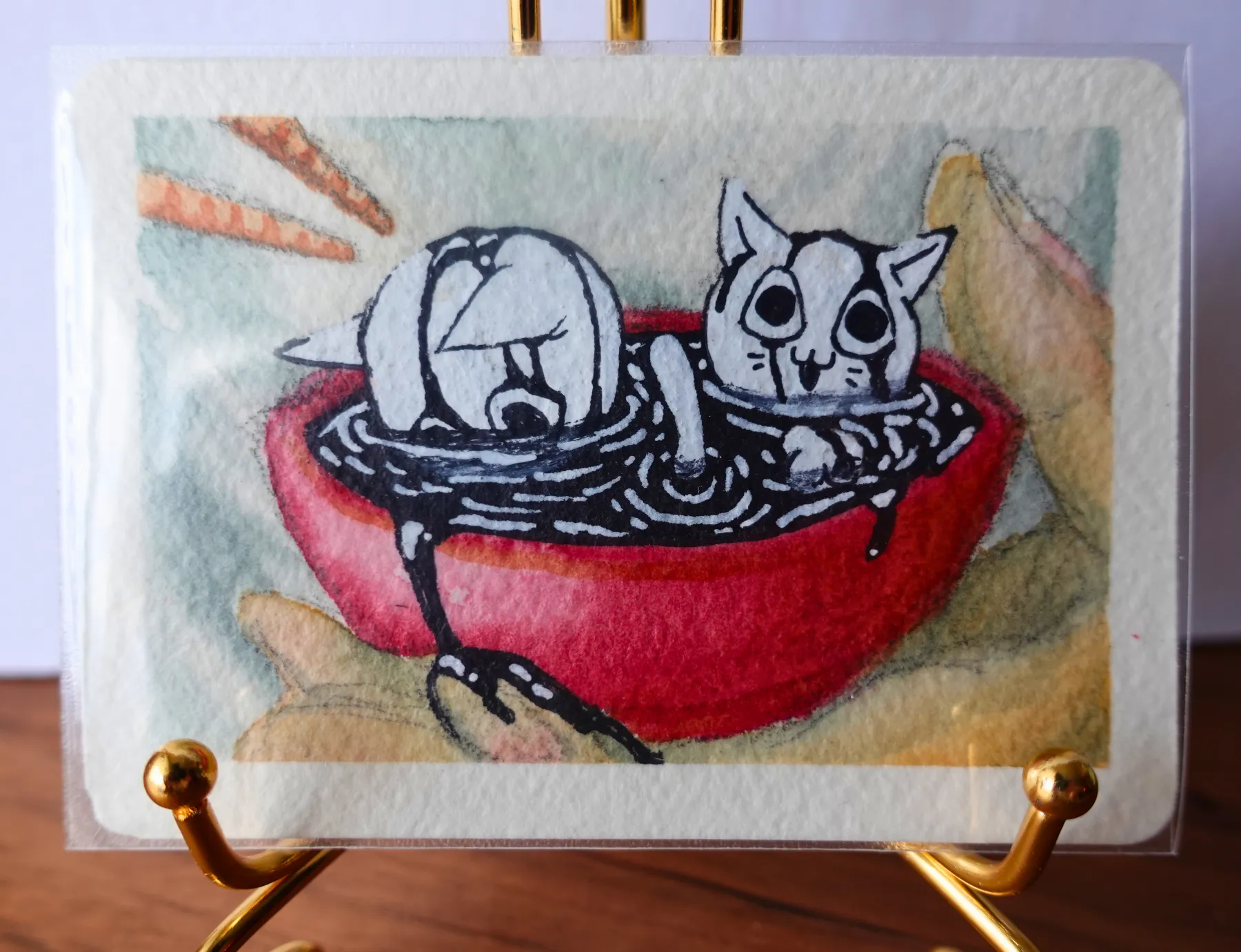 Cat Soup aceo art card