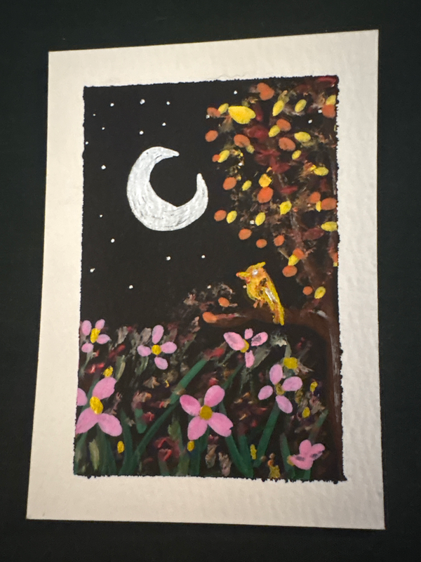 Moon bird aceo art card