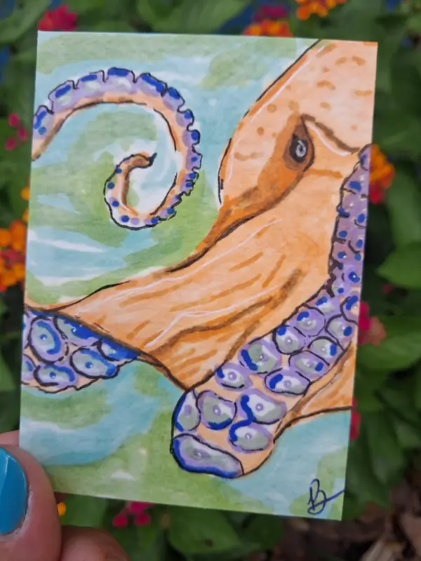 Of Course An Octopus aceo art card