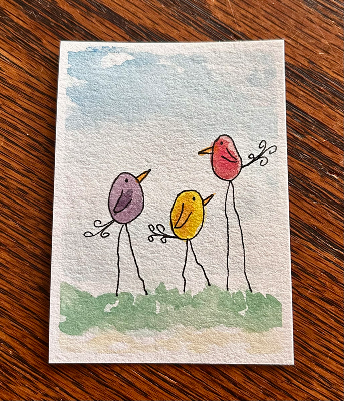 Birds of a Feather aceo art card