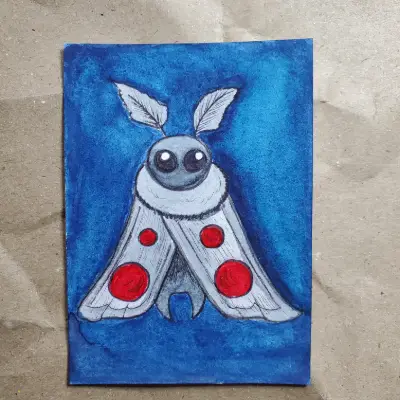 Cute Mothman aceo art card thumbnail 2