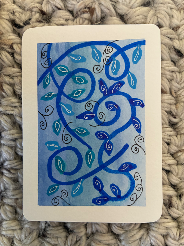 Vines in Blue aceo art card