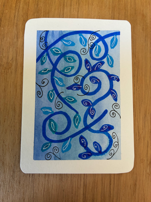 Vines in Blue aceo art card thumbnail 2