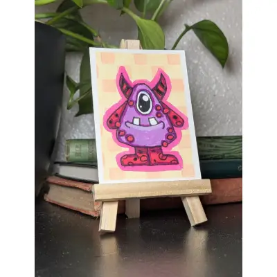Fluke - Little Monsters Series - Lisa Vollrath aceo art card thumbnail 1