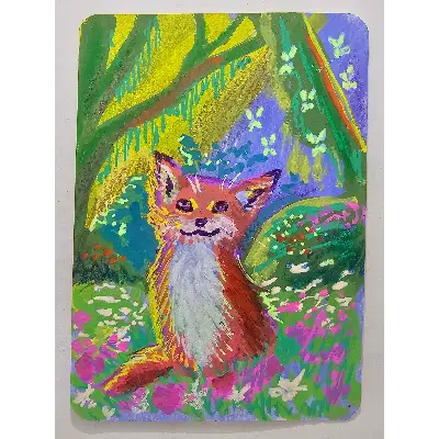 Precious Baby Fox aceo art card thumbnail 1