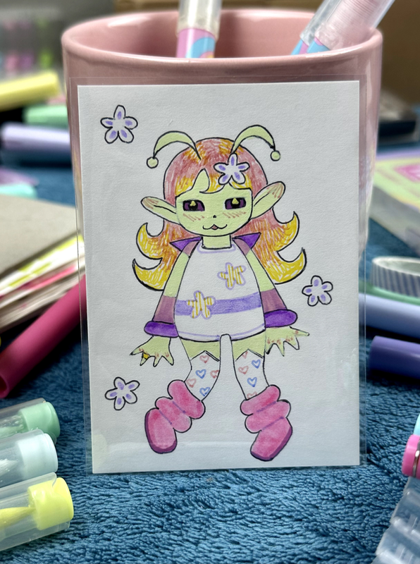Kawaii Alien aceo art card