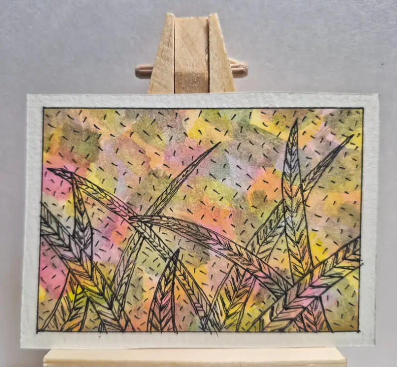 Sunset Grasses aceo art card
