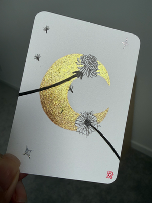 Dandelion wildflower | wish flower floral botanical ink on watercolor moon aceo art card thumbnail 2