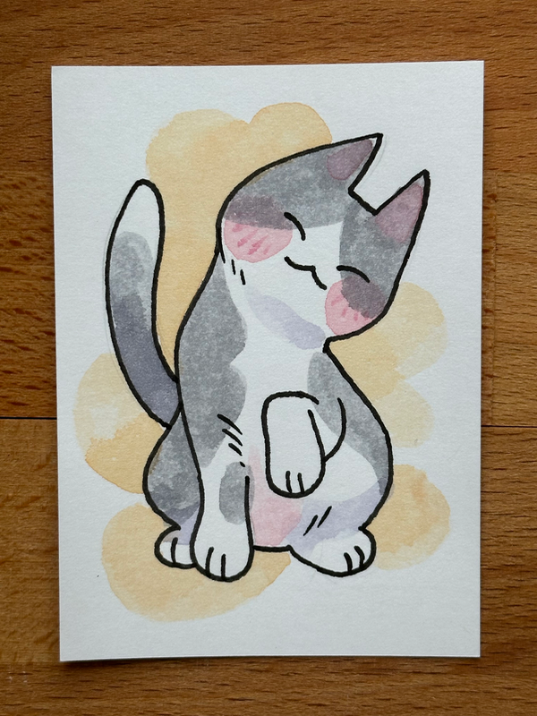 Cheeky Cat aceo art card