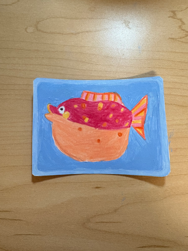 Pufferfish aceo art card