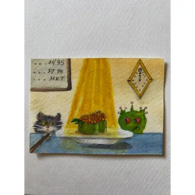 The Competition aceo art card thumbnail 3