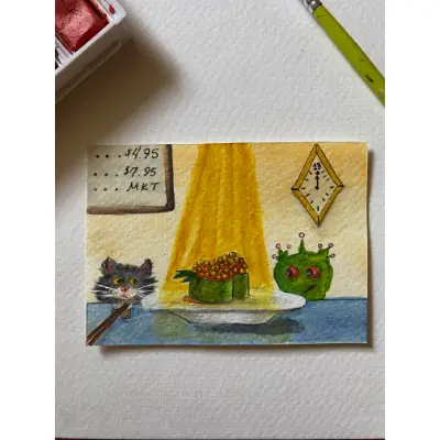 The Competition aceo art card thumbnail 1