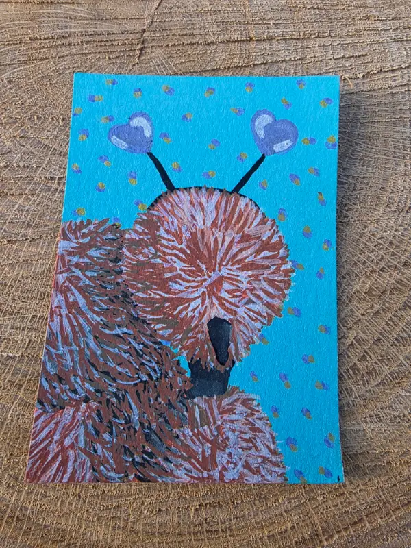 Showgirl Silkie Chicken "Where there is love there is life" aceo art card