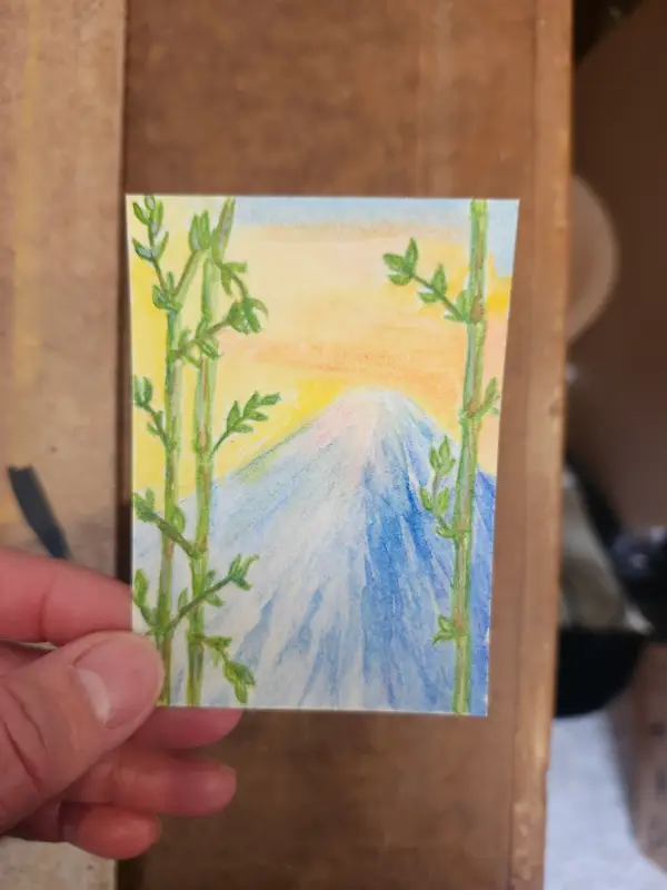 Fuji Sunset aceo art card