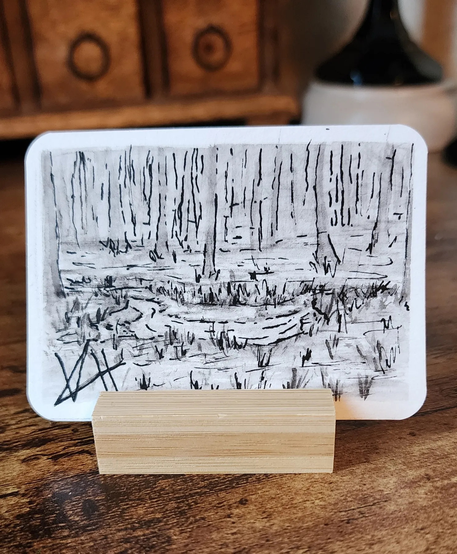 Forest Flow; signed with curved edges aceo art card