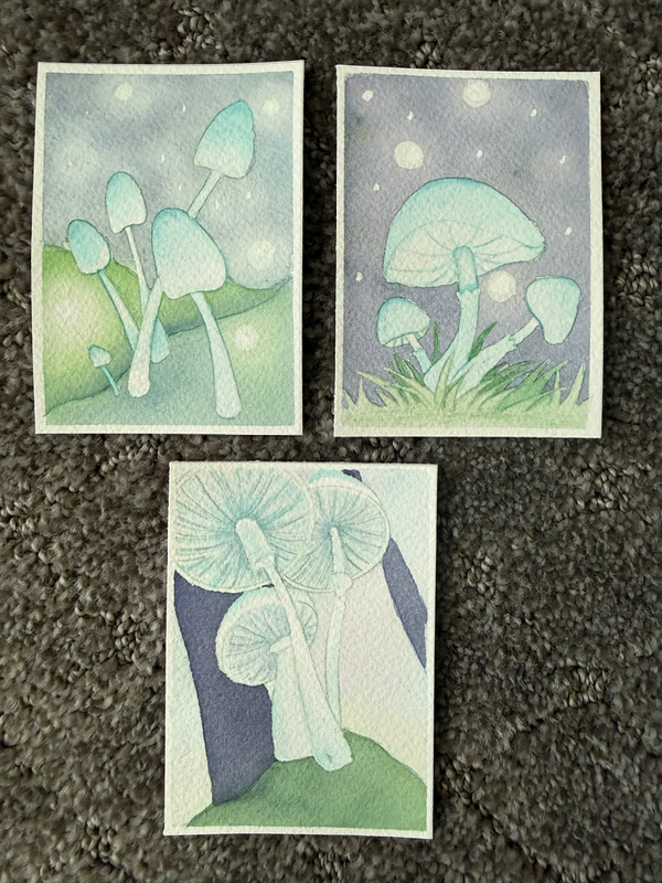 Mushroom Forest aceo art card