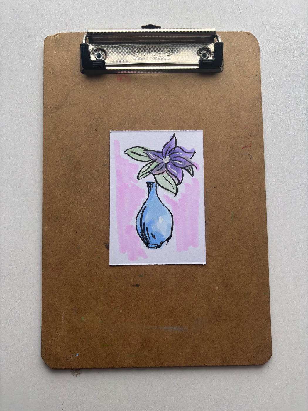 “Floating Flower” Vase With Flowers aceo art card