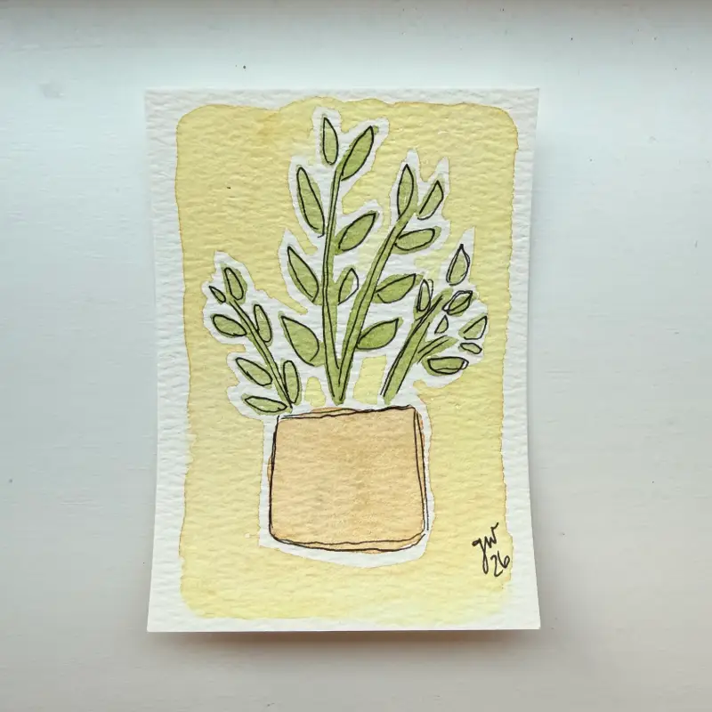 Happy Houseplants 4 | ZZ Plant aceo art card