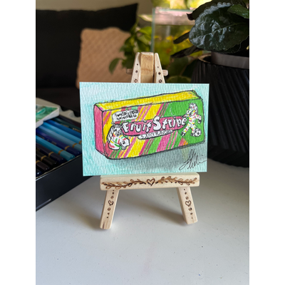 Fruit Stripe Joy aceo art card thumbnail 1