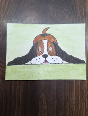 Sleepy Hound Dog by Sandrajean Smith aceo art card thumbnail 1