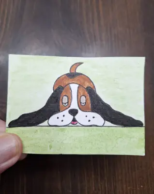 Sleepy Hound Dog by Sandrajean Smith aceo art card thumbnail 2