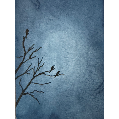 Dark Night - ACEO Original, Watercolor aceo art card thumbnail 2