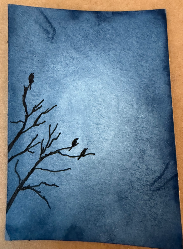 Dark Night - ACEO Original, Watercolor aceo art card