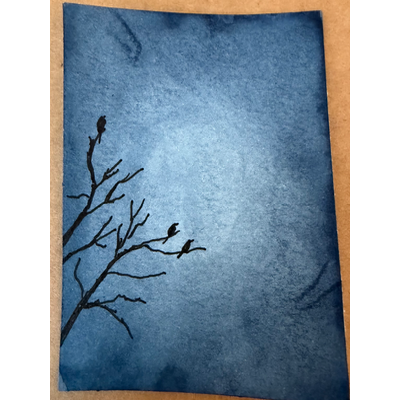 Dark Night - ACEO Original, Watercolor aceo art card thumbnail 1