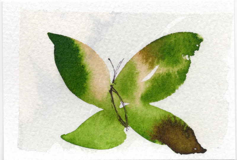 Liquid Butterflies aceo art card