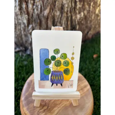 Patricia the Pilea aceo art card thumbnail 2